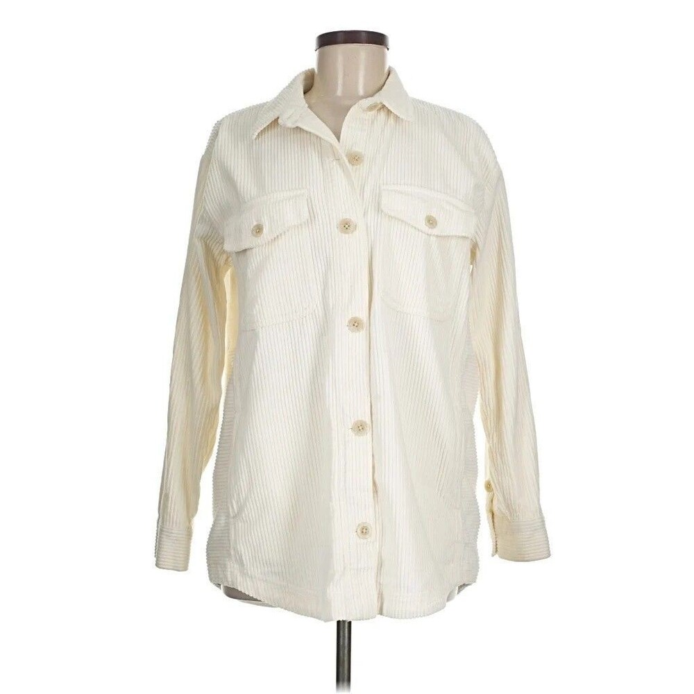 Eddie Bauer Women's Madison Valley Corduroy Overshirt Ivory Size Small New